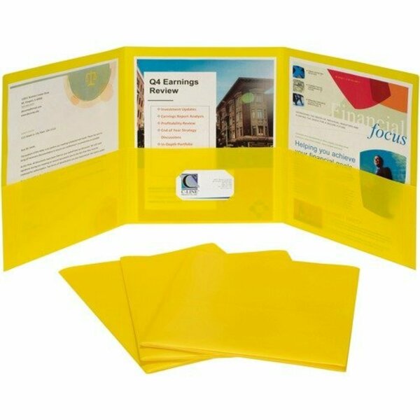C-Line Products Portfolio, 3-Pocket, w/Card Holder, Poly, Letter, Yellow, 24PK CLI33946